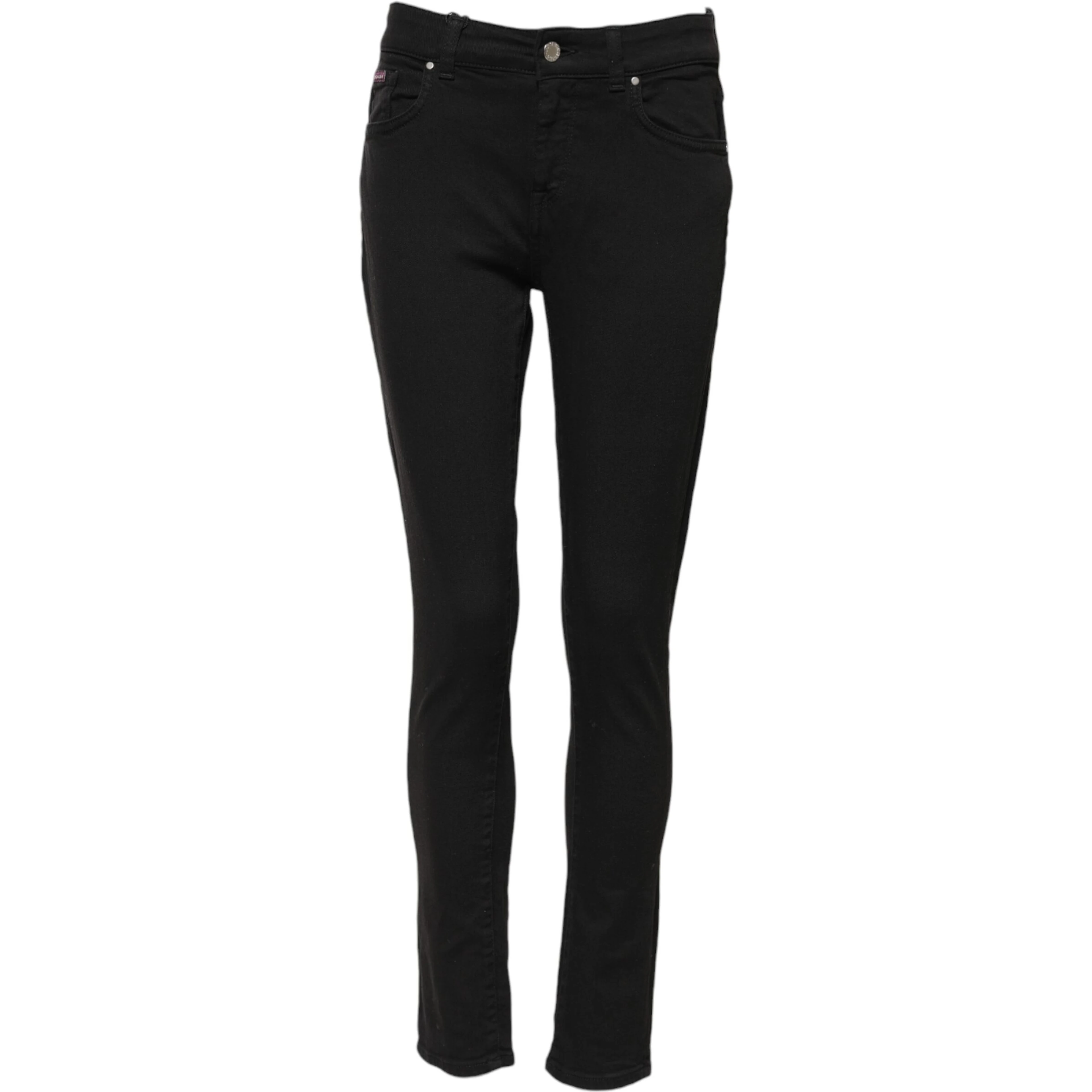 Black Cotton Skinny Mid Waist Denim Jeans