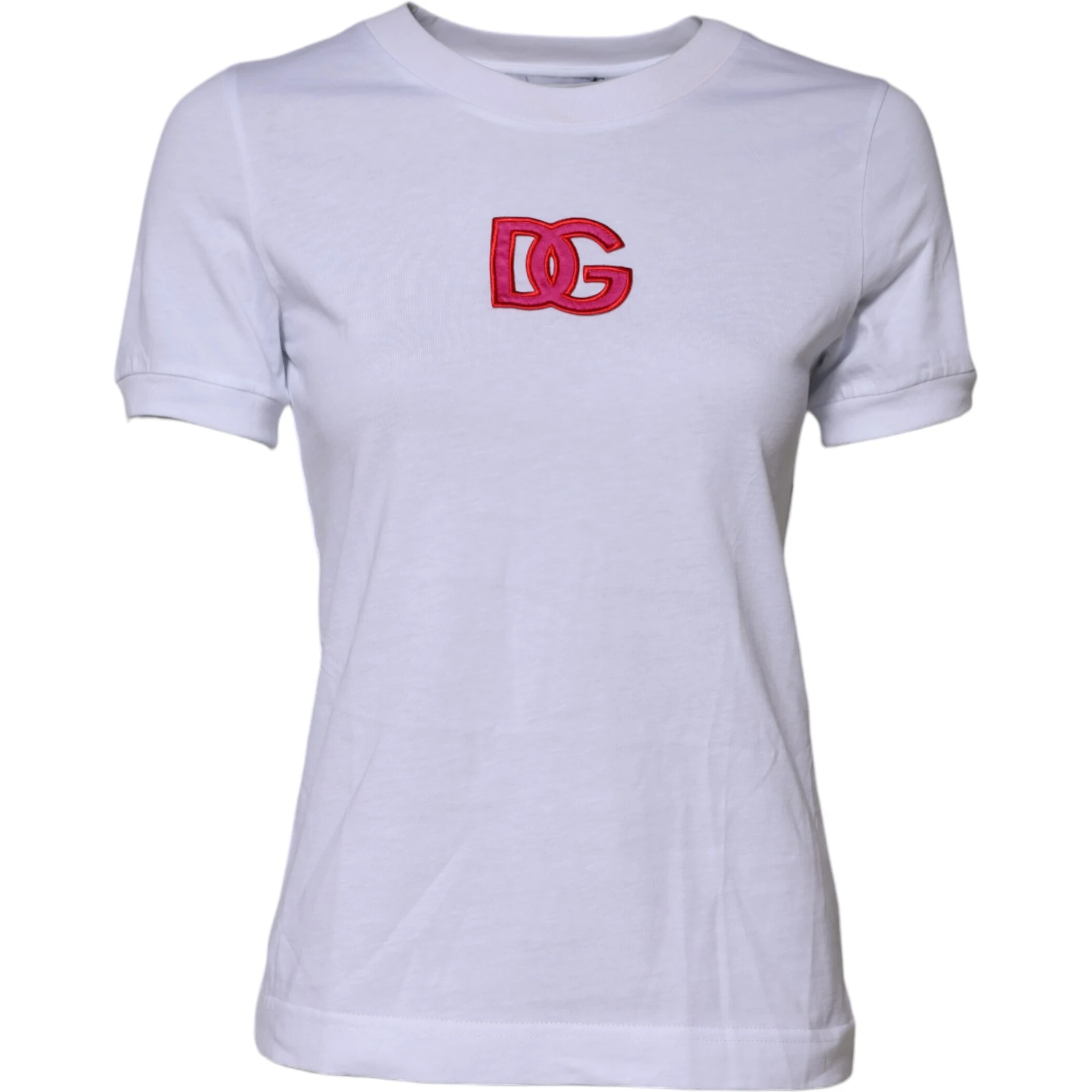 White Cotton DG Logo Embroidery Top T-shirt