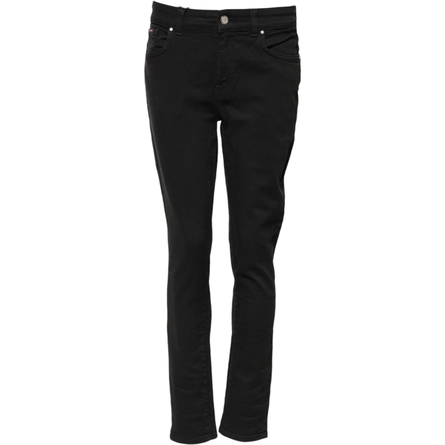 Black Cotton Skinny Mid Waist Denim Jeans