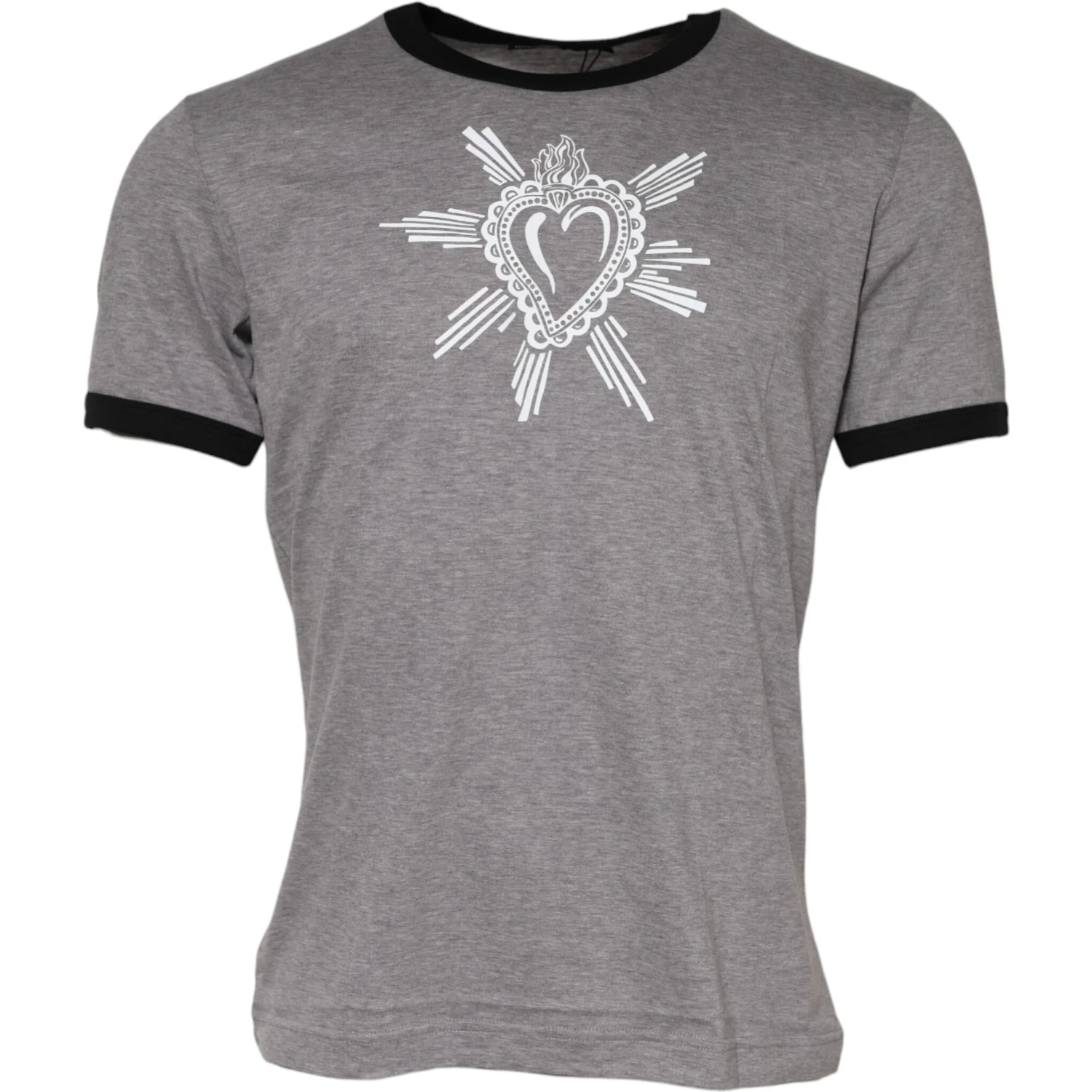 Gray Sacred Heart Cotton Crew Neck T-shirt