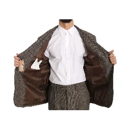 Brown Single Breasted Wool Suit