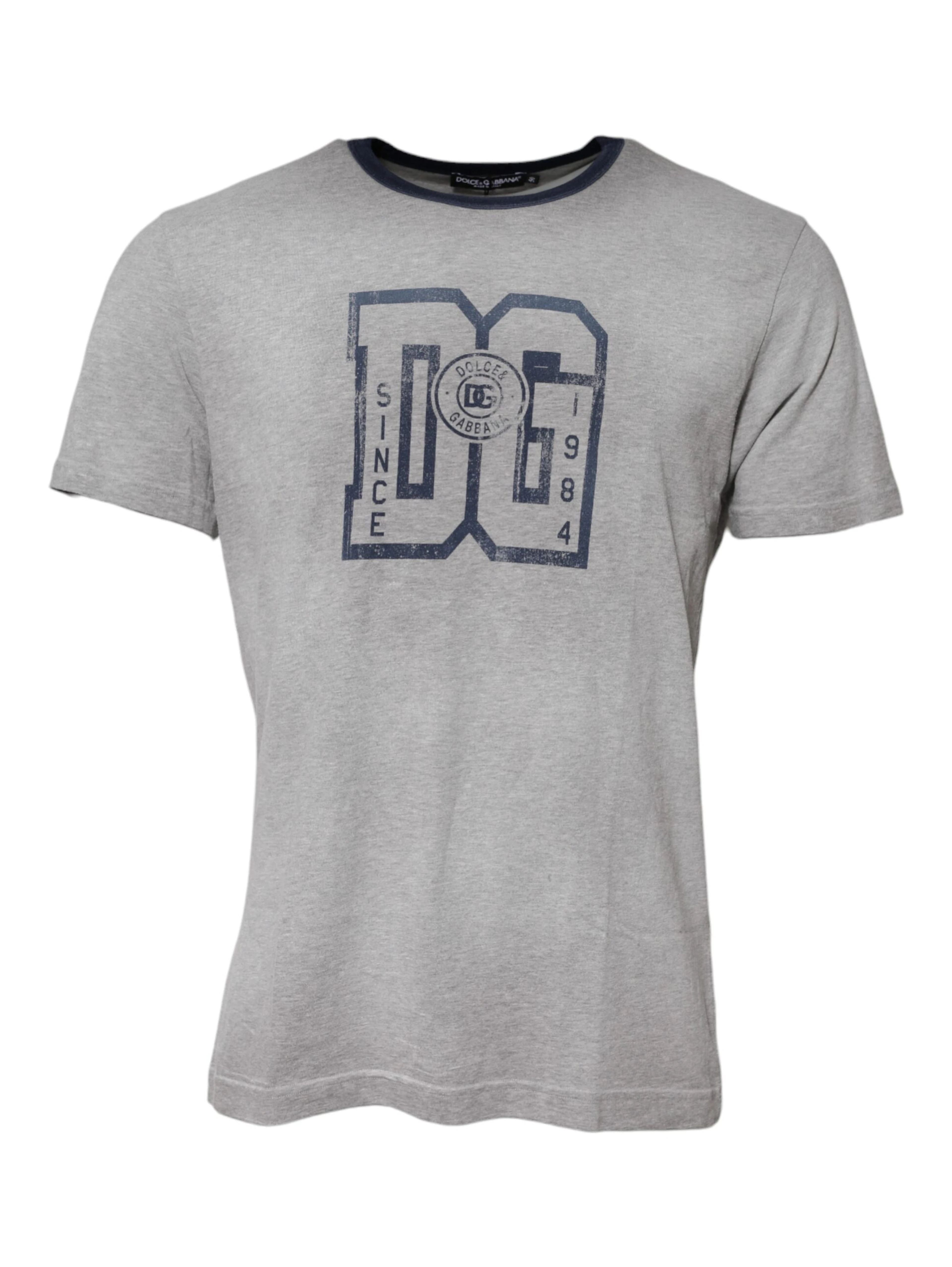 Gray DG Graphic Print Cotton Crewneck T-shirt