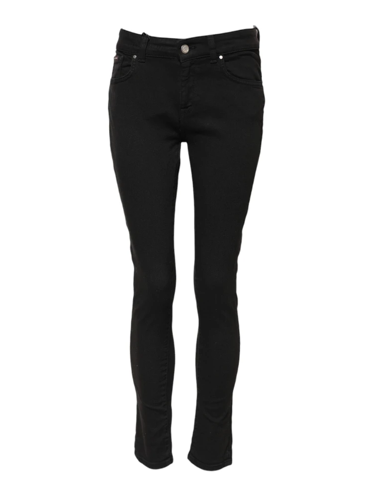 Black Cotton Skinny Mid Waist Denim Jeans