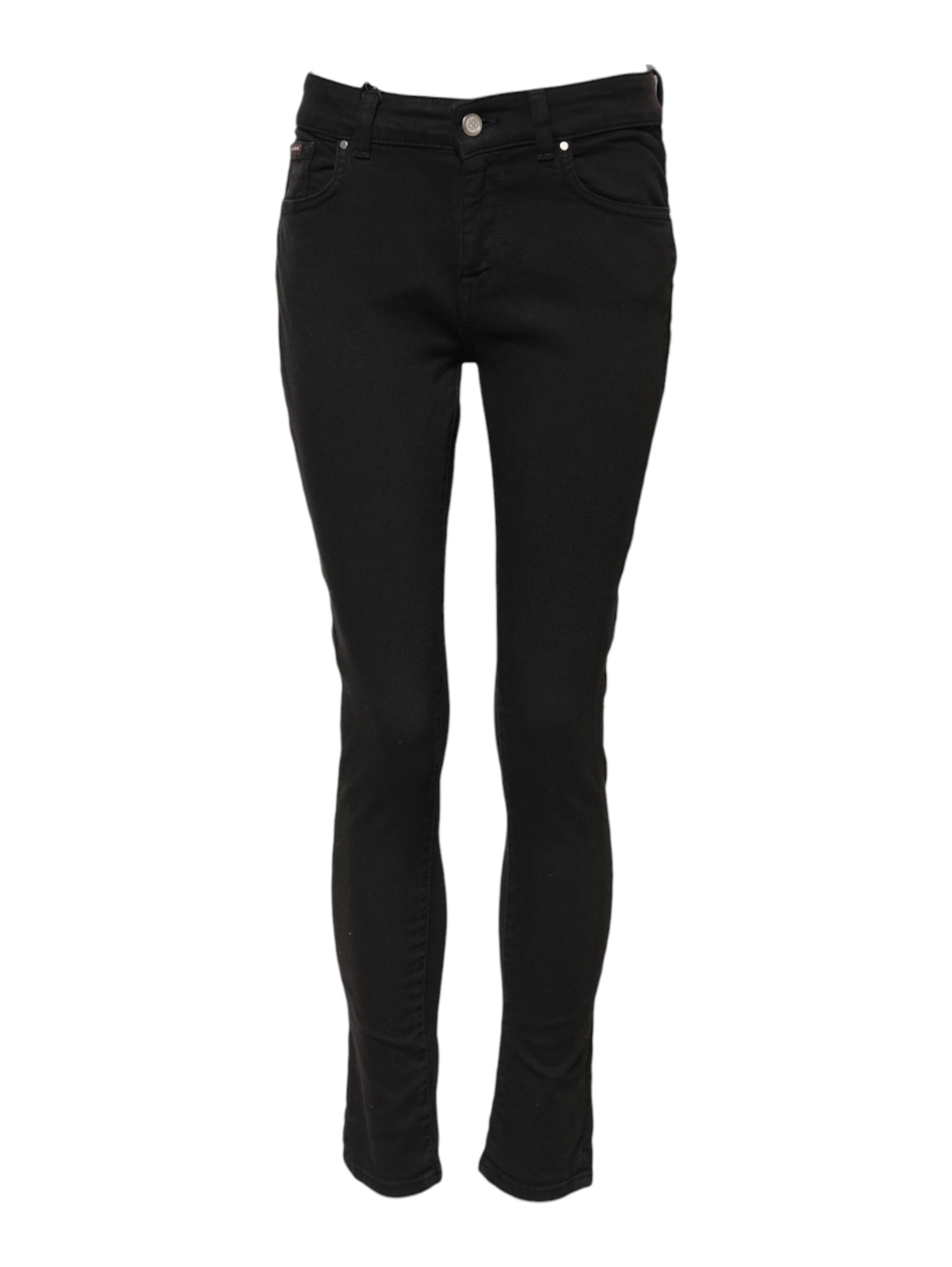 Black Cotton Skinny Mid Waist Denim Jeans