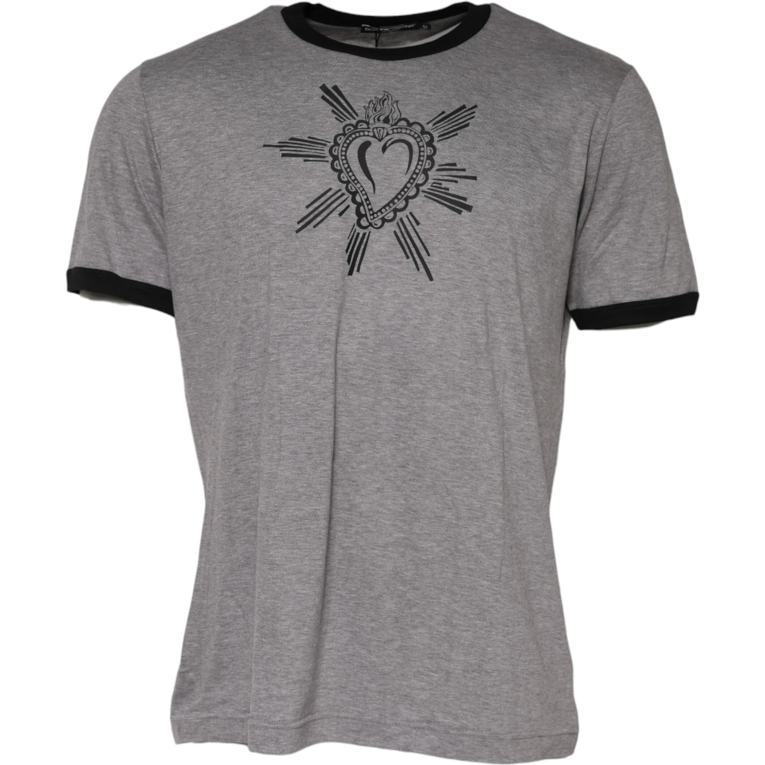 Gray Sacred Heart Cotton Crew Neck T-shirt