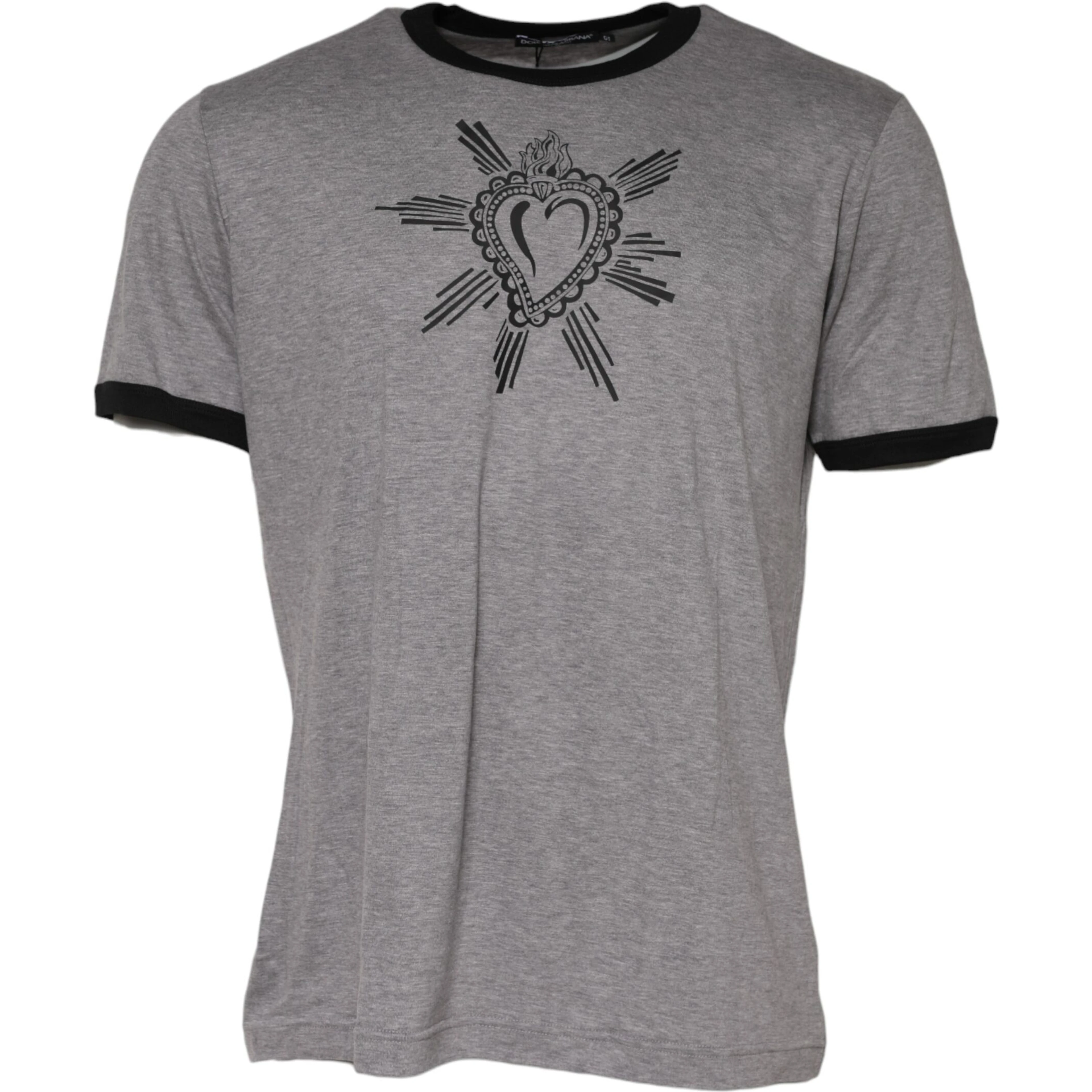 Gray Sacred Heart Cotton Crew Neck T-shirt