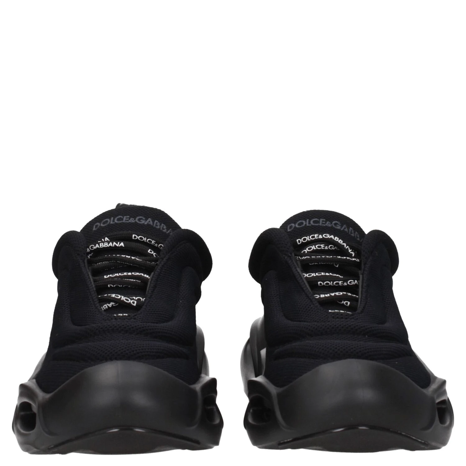 Black Fabric Chunky Sneakers