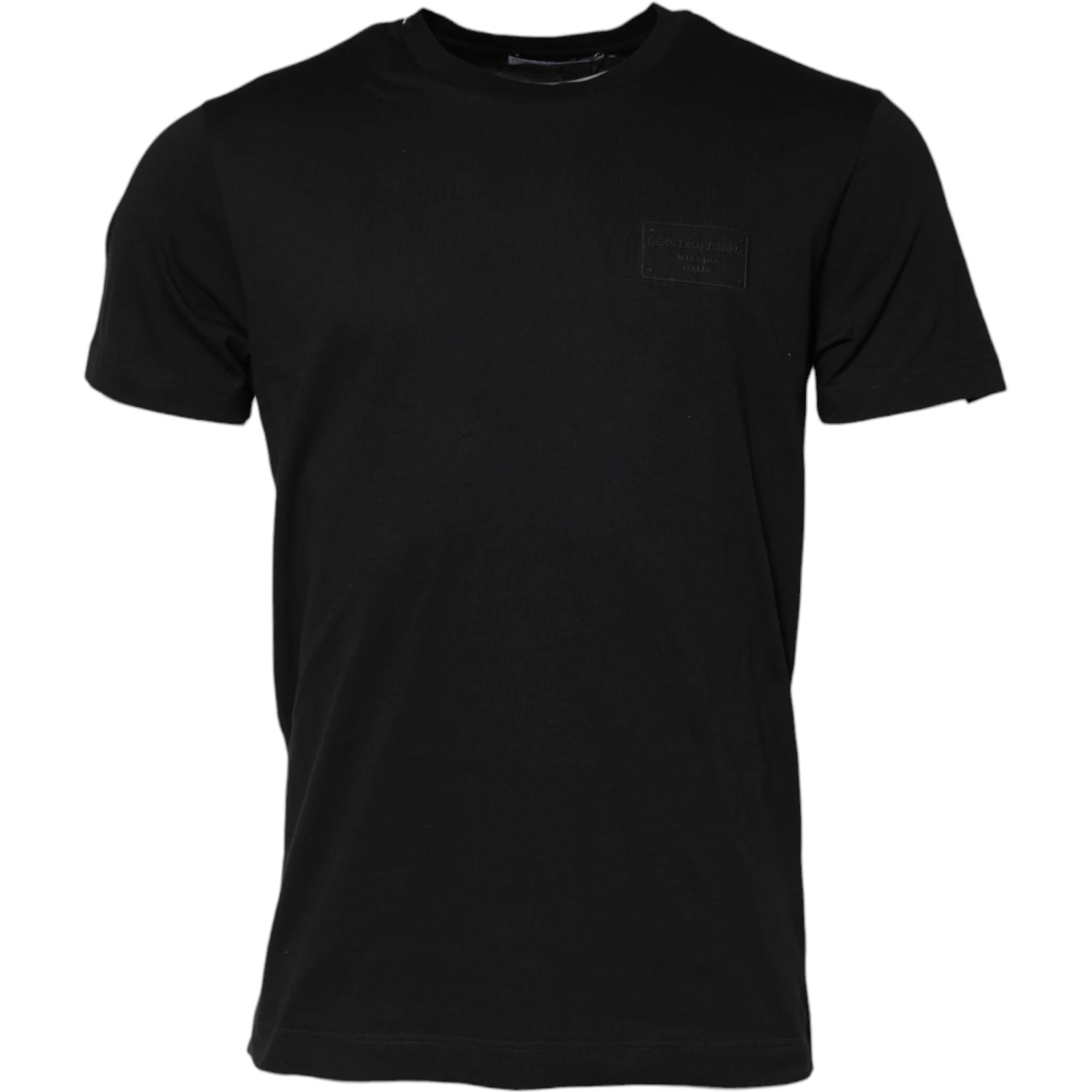 Black Logo Plaque Cotton Crew Neck T-shirt