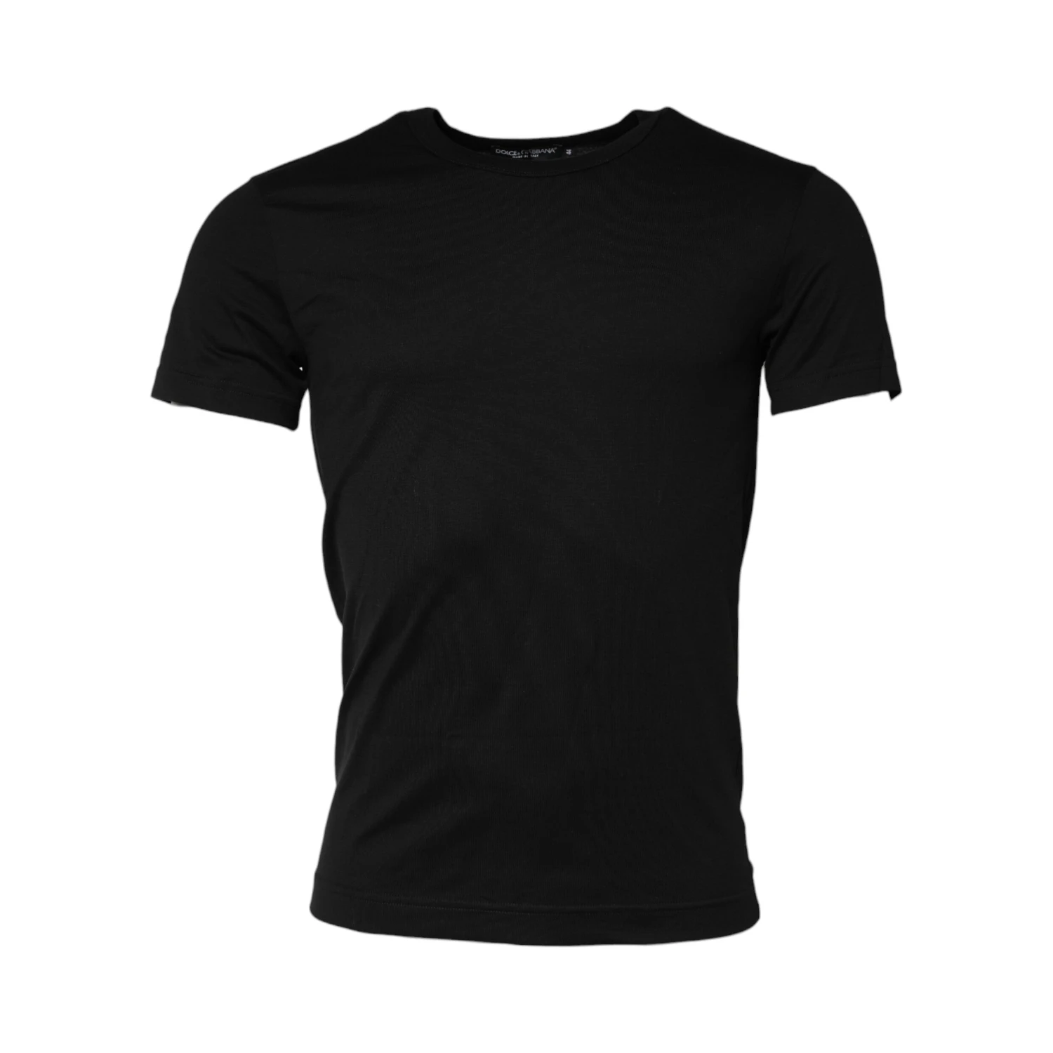 Black Cotton Crewneck Short Sleeves T-shirt
