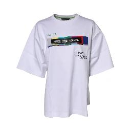 White Cotton Printed Short Sleeves T-shirt