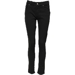 Black Cotton Skinny Mid Waist Denim Jeans