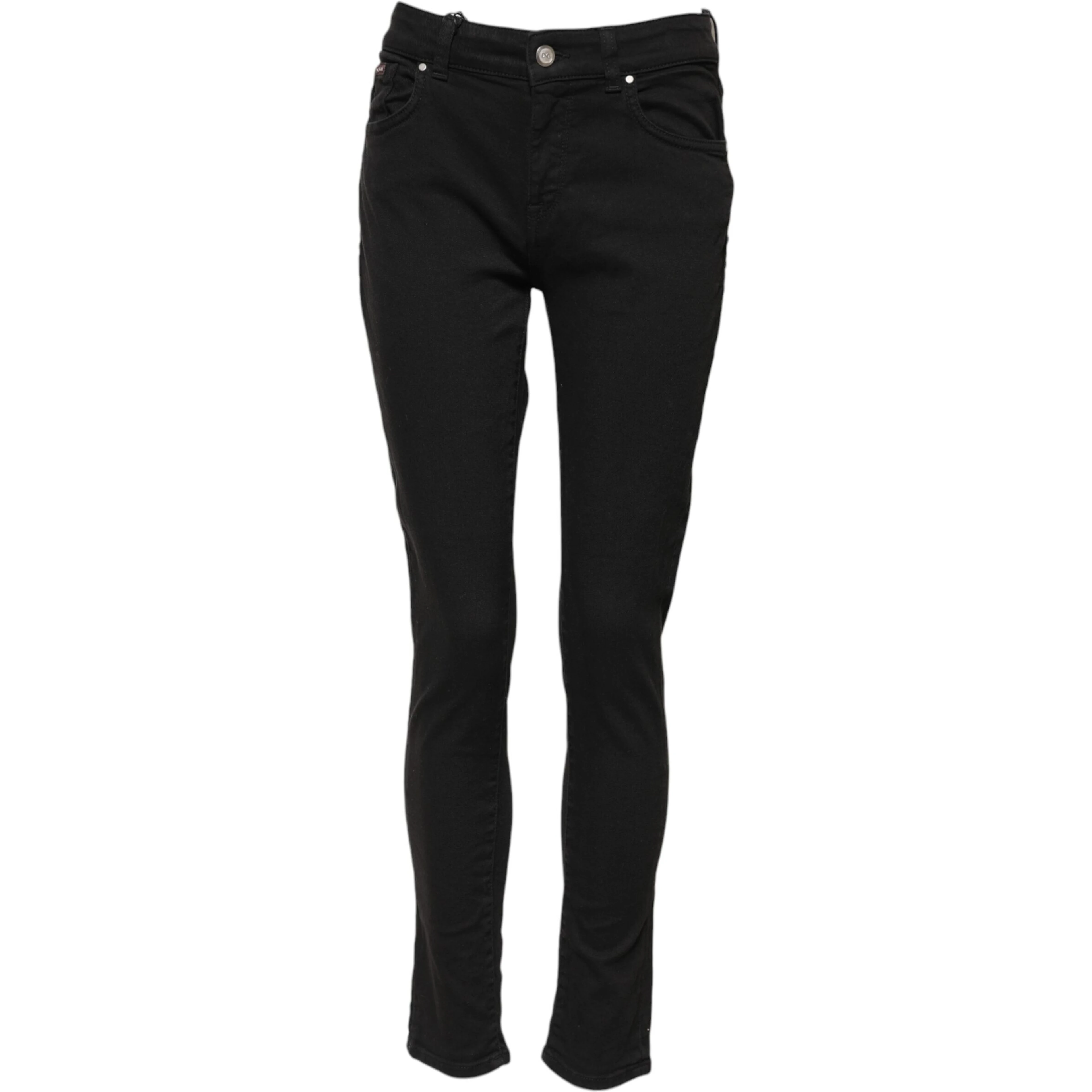 Black Cotton Skinny Mid Waist Denim Jeans