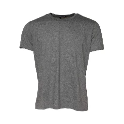 Gray Cotton Crew Neck Short Sleeves T-shirt