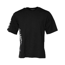 Black Logo Print Cotton Men Crew Neck T-shirt