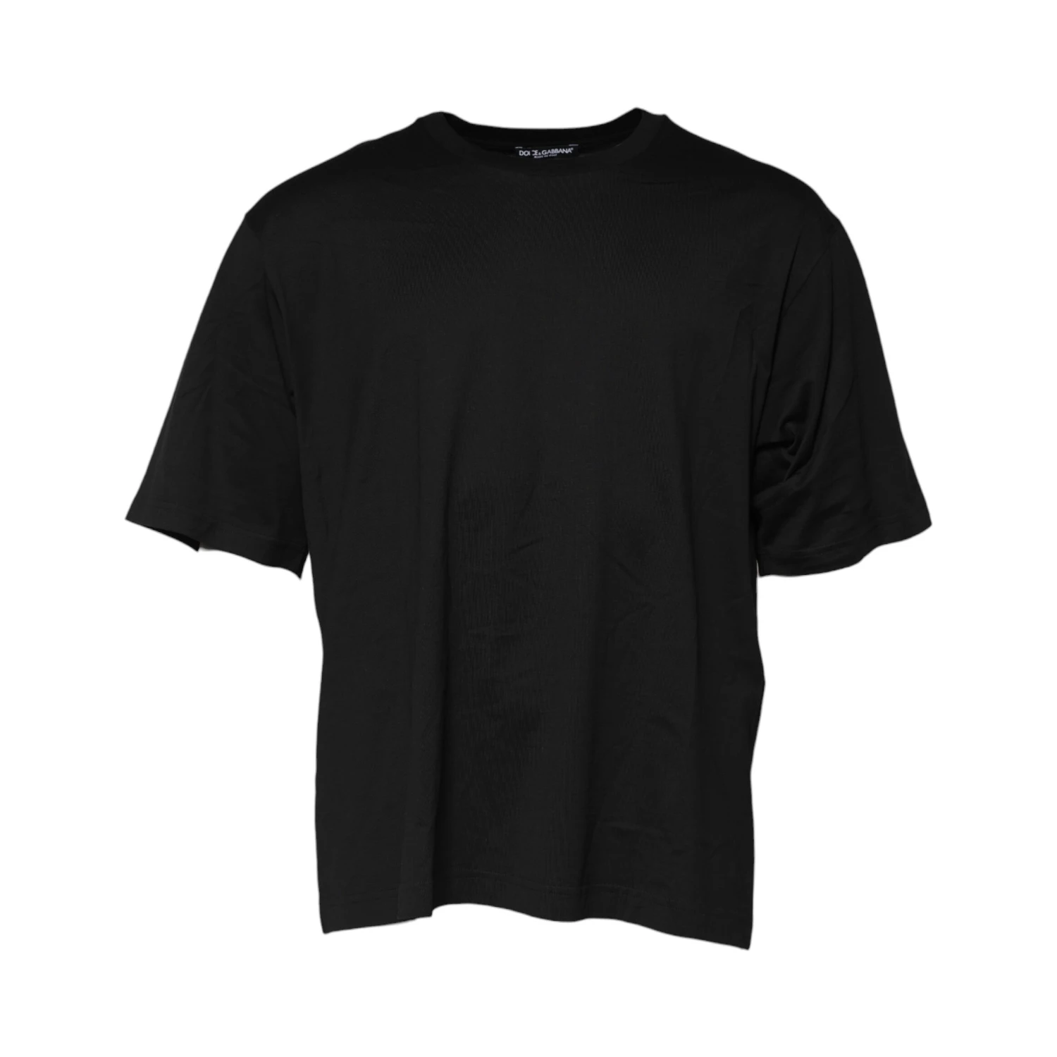 Black Cotton Crew Neck Short Sleeves T-shirt