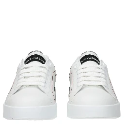 White Leather Low Top Sneakers