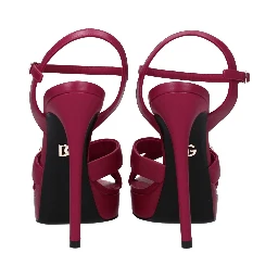 Pink Leather Platform Sandals