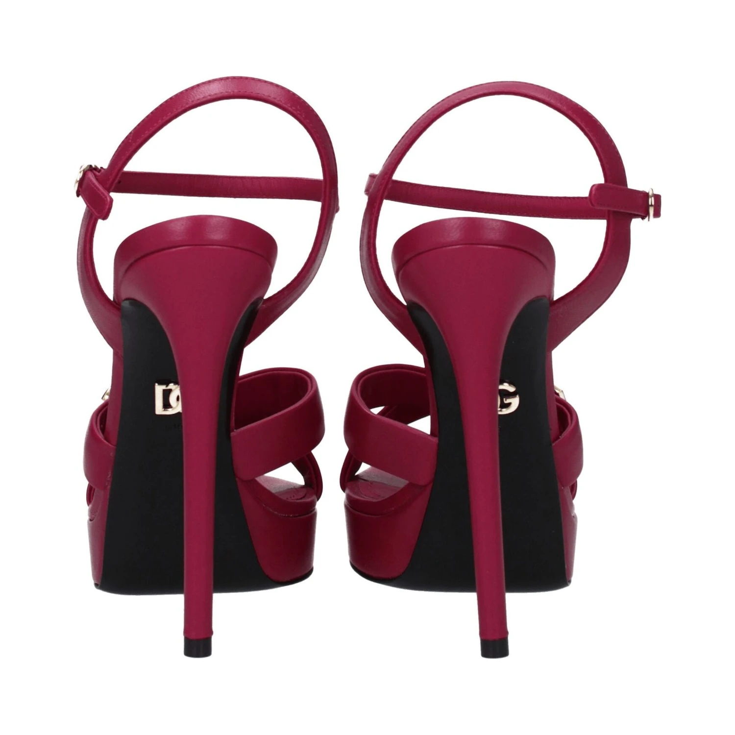 Pink Leather Platform Sandals