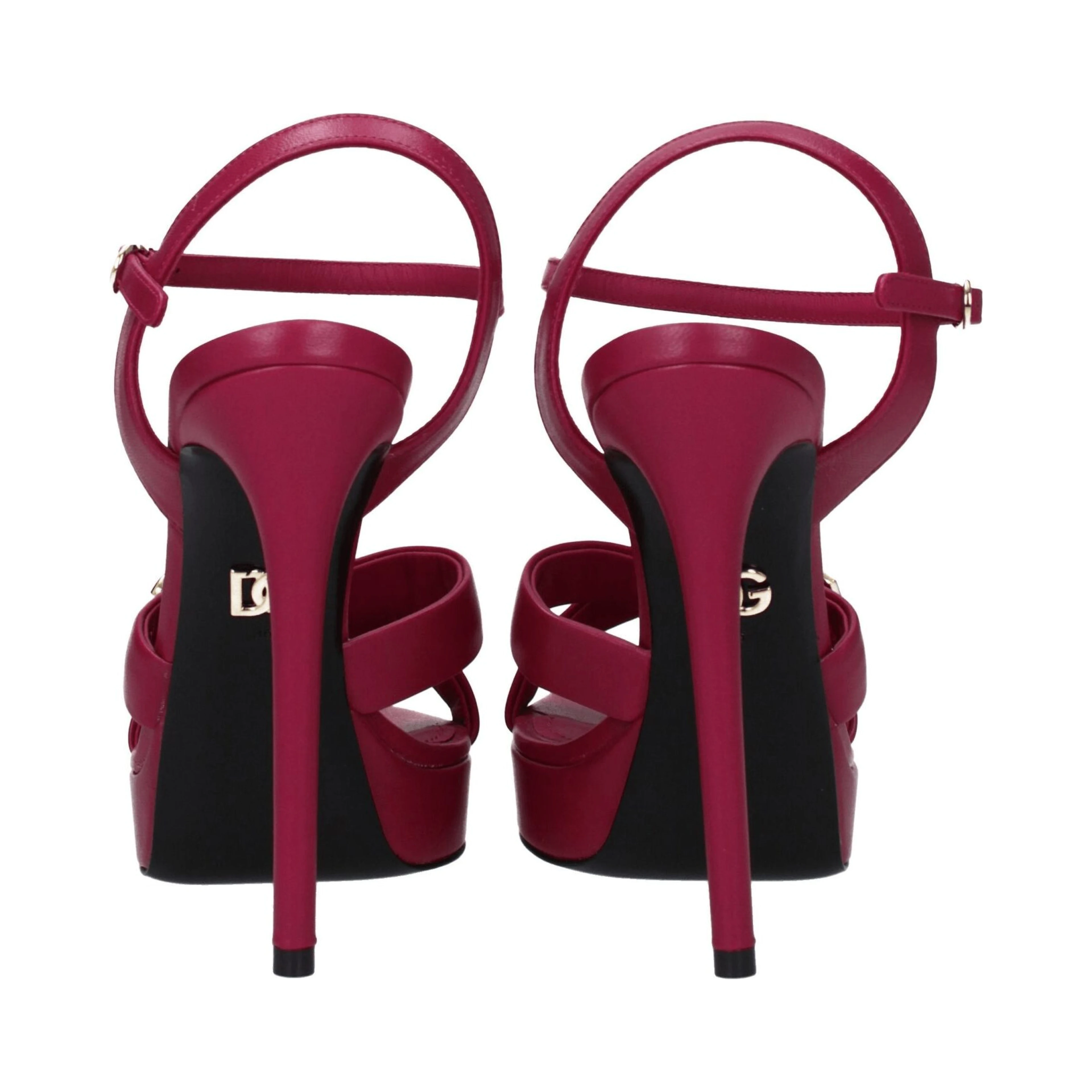 Pink Leather Platform Sandals