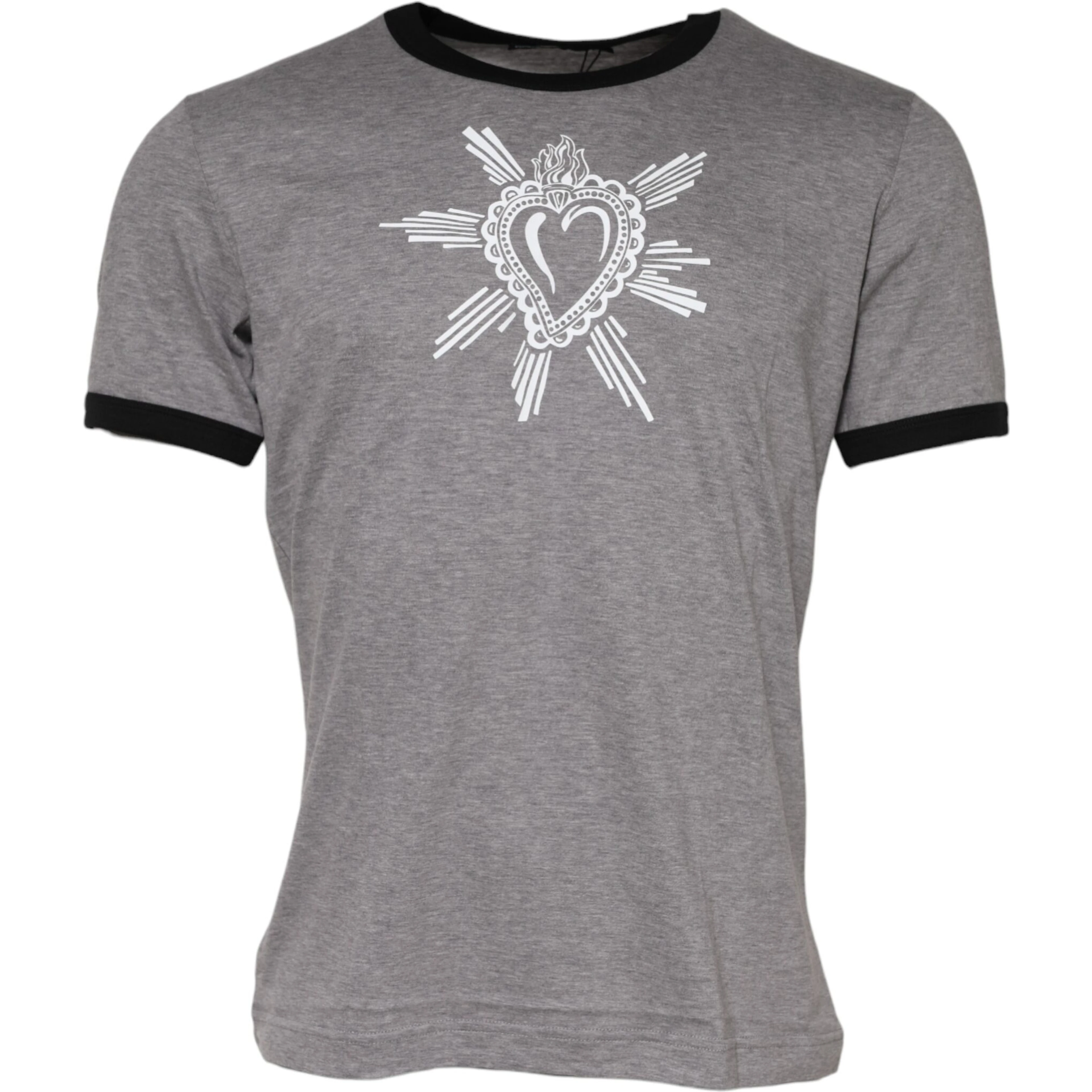 Gray Sacred Heart Cotton Crew Neck T-shirt