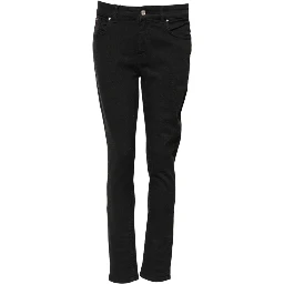 Black Cotton Skinny Mid Waist Denim Jeans