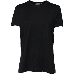 Black Cotton DG Print Short Sleeve Top T-shirt
