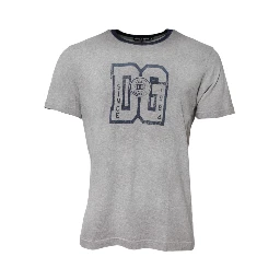 Gray DG Graphic Print Cotton Crewneck T-shirt