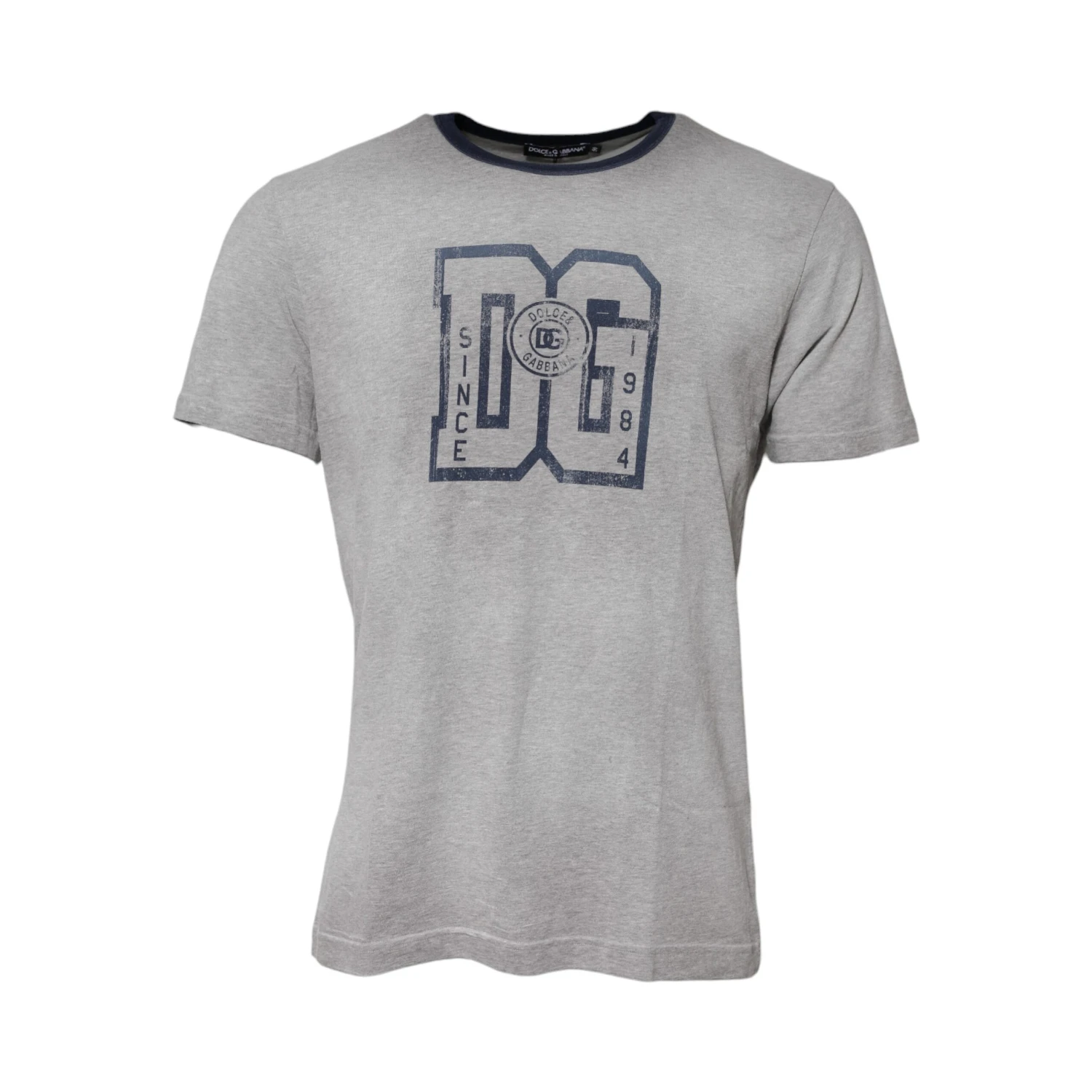 Gray DG Graphic Print Cotton Crewneck T-shirt