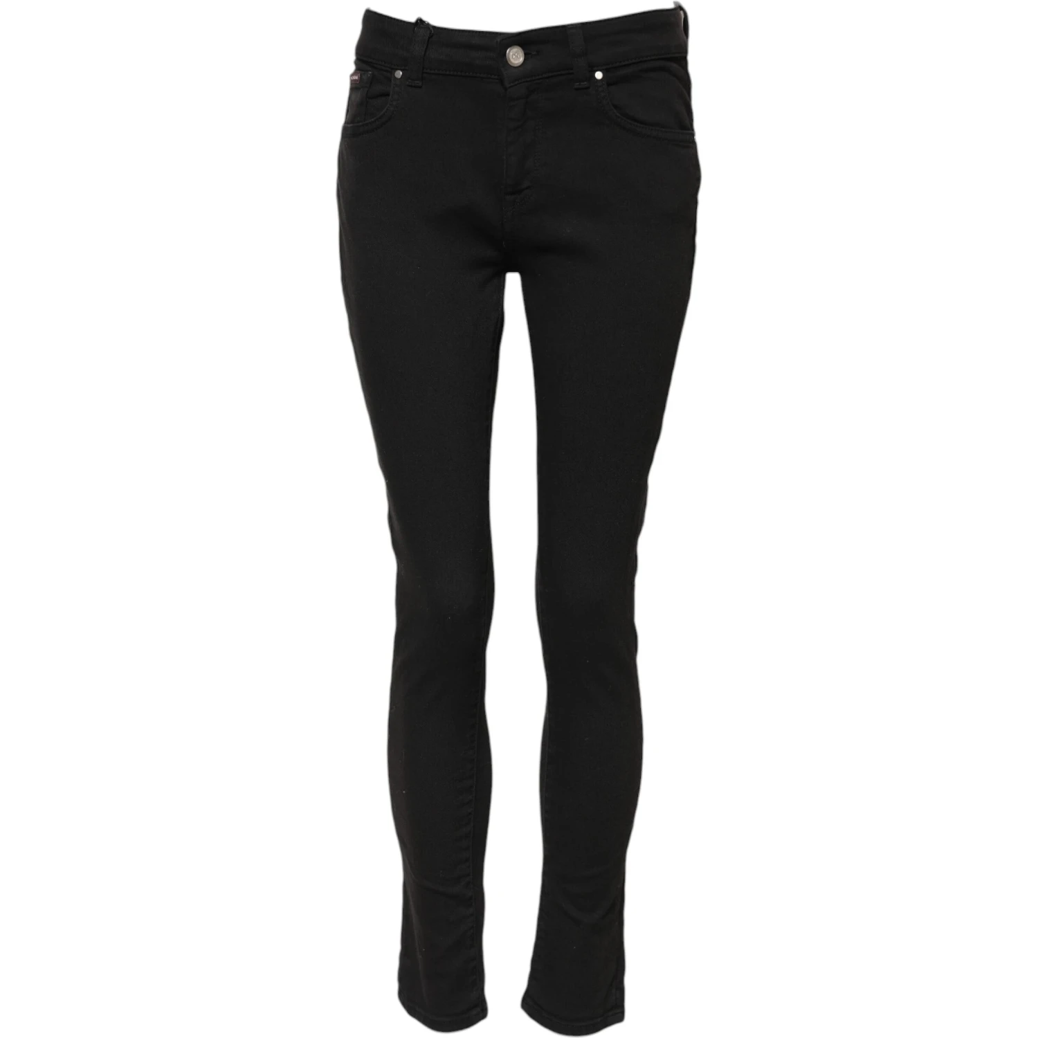Black Cotton Skinny Mid Waist Denim Jeans