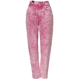 Pink Tie Dye High Waist Tapered Denim Jeans