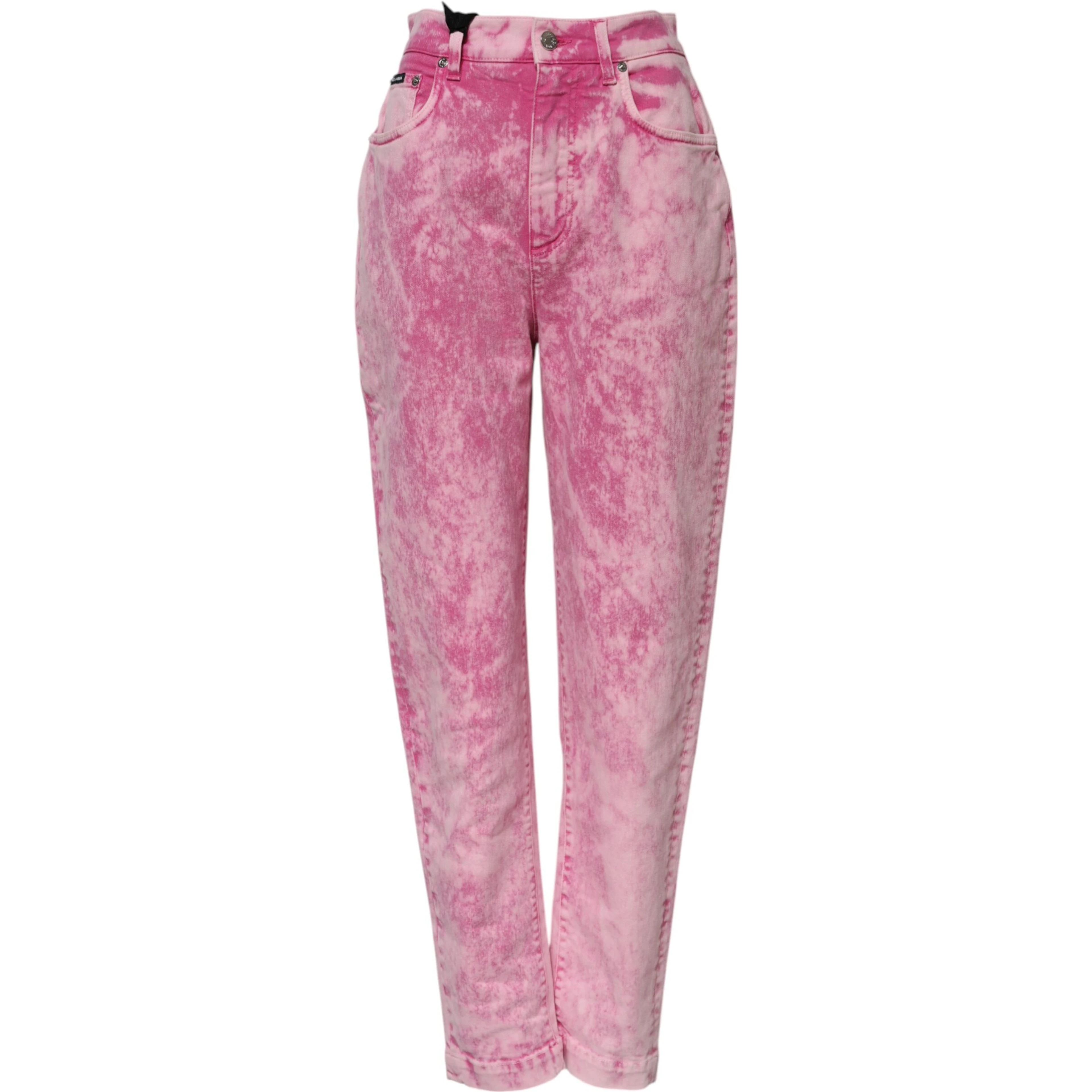 Pink Tie Dye High Waist Tapered Denim Jeans
