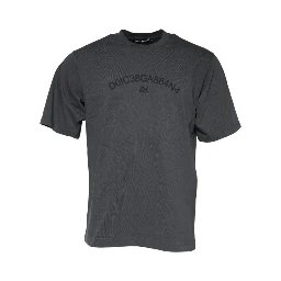 Gray Logo Graphic Cotton Crew Neck T-shirt