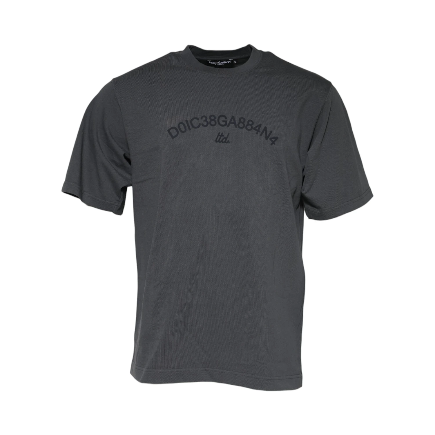 Gray Logo Graphic Cotton Crew Neck T-shirt