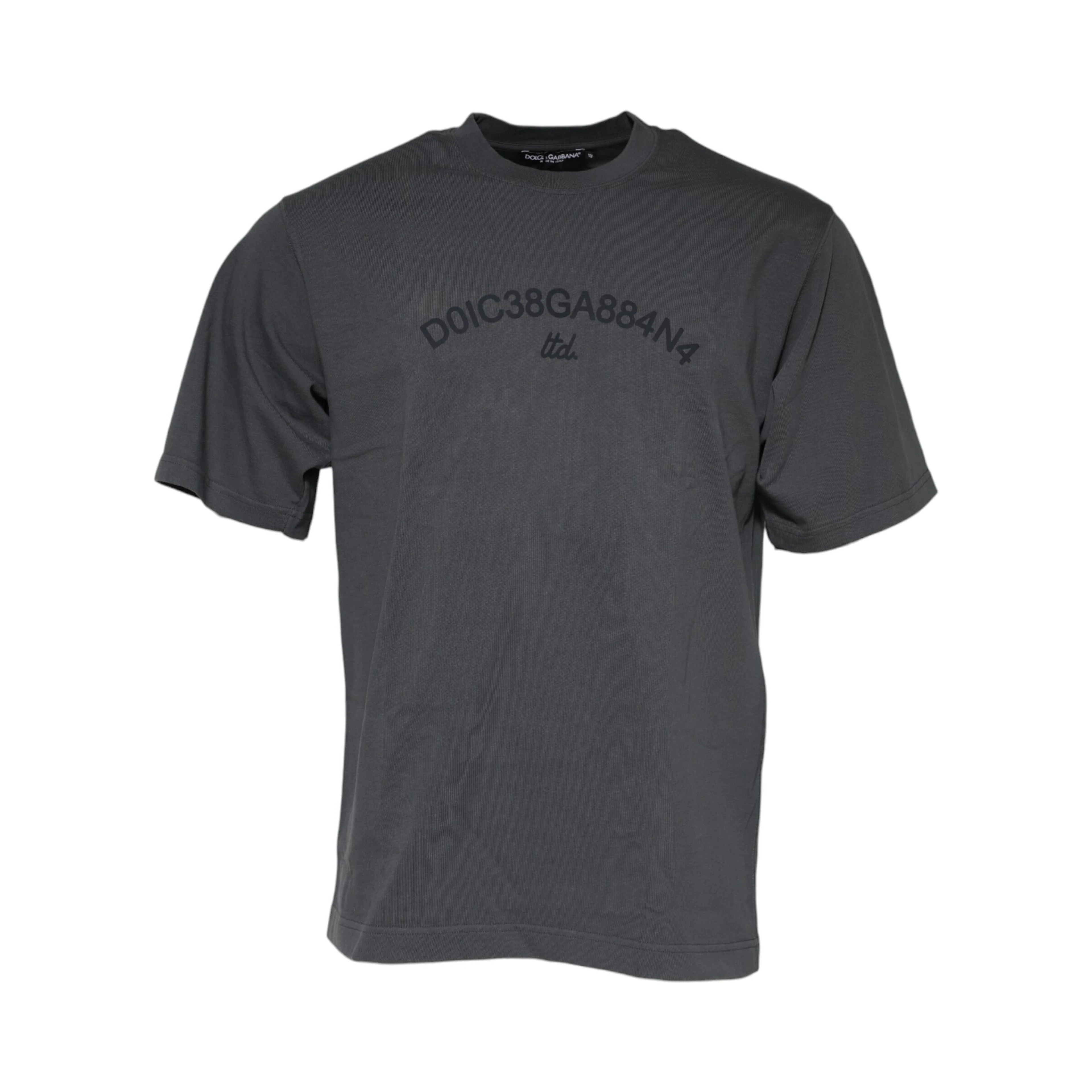 Gray Logo Graphic Cotton Crew Neck T-shirt