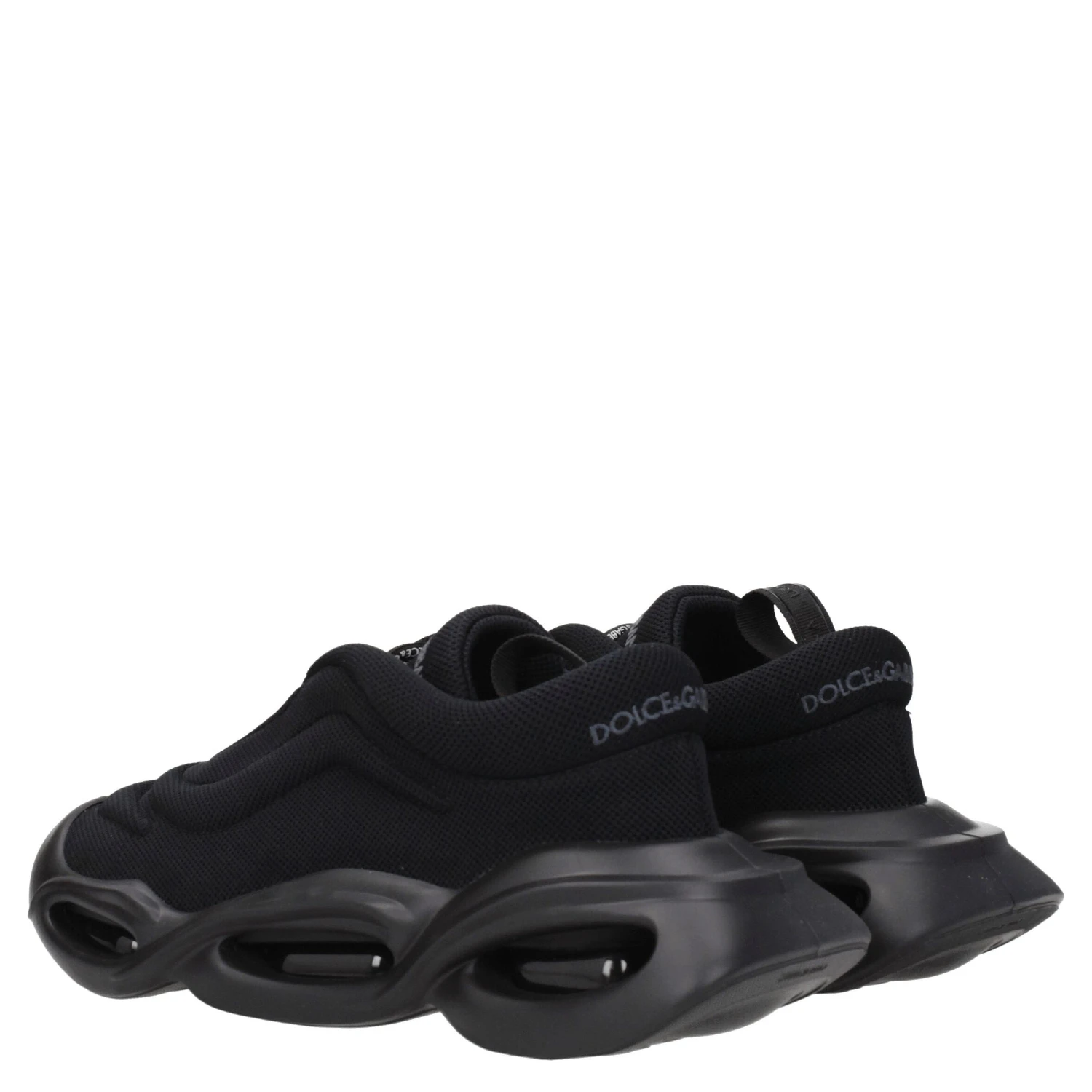 Black Fabric Chunky Sneakers