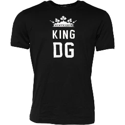 Black DG King Crown Cotton Crew Neck T-shirt