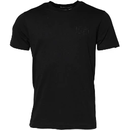 Black Logo Plaque Cotton Crew Neck T-shirt