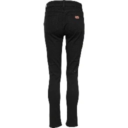 Black Cotton Skinny Mid Waist Denim Jeans
