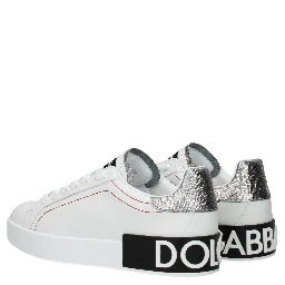 White Leather Low Top Sneakers