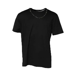 Black Chain Necklace Cotton Crewneck T-shirt