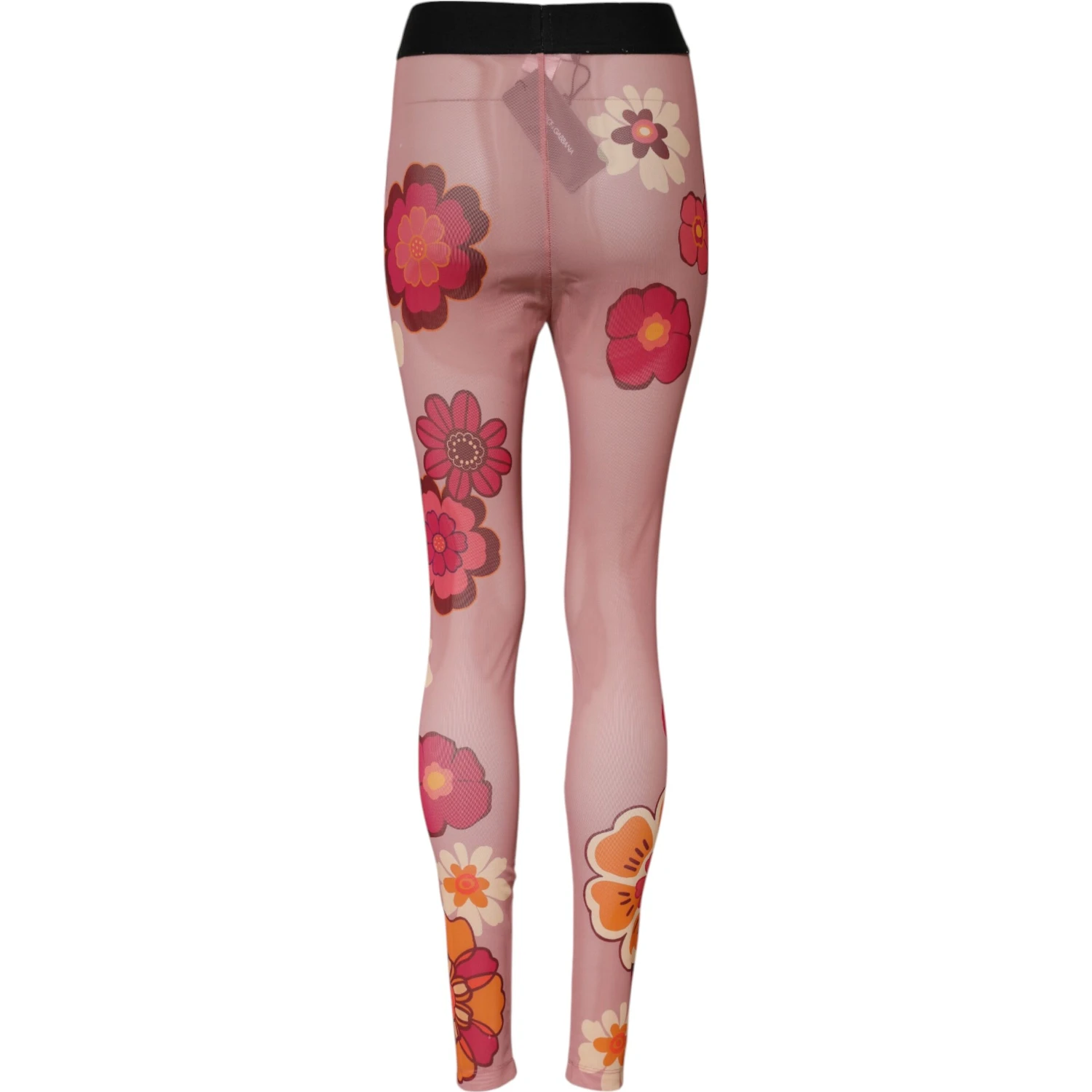 Pink Floral Leggings Stretch Waist Pants