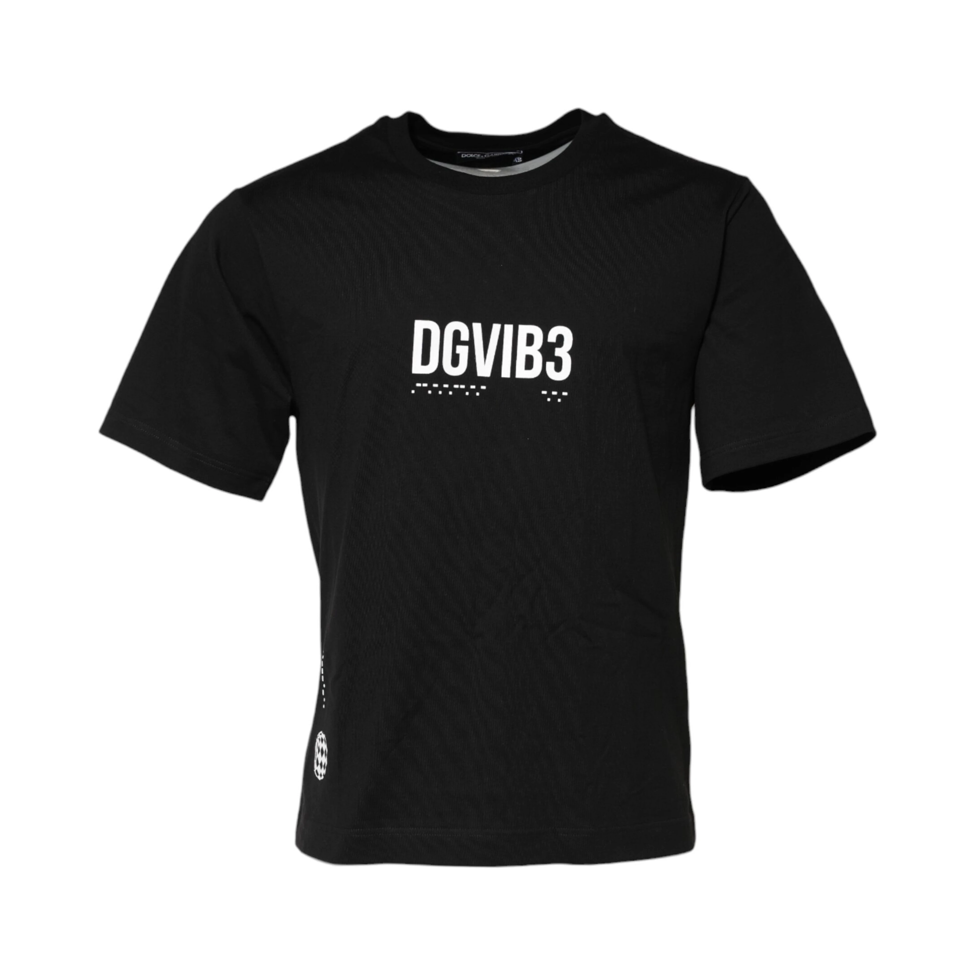 Black DG Vib3 Print Cotton Crew Neck T-shirt