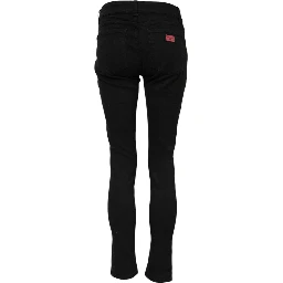 Black Cotton Skinny Mid Waist Denim Jeans