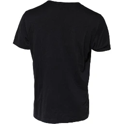Dark Blue Logo Plaque Cotton Crewneck T-shirt