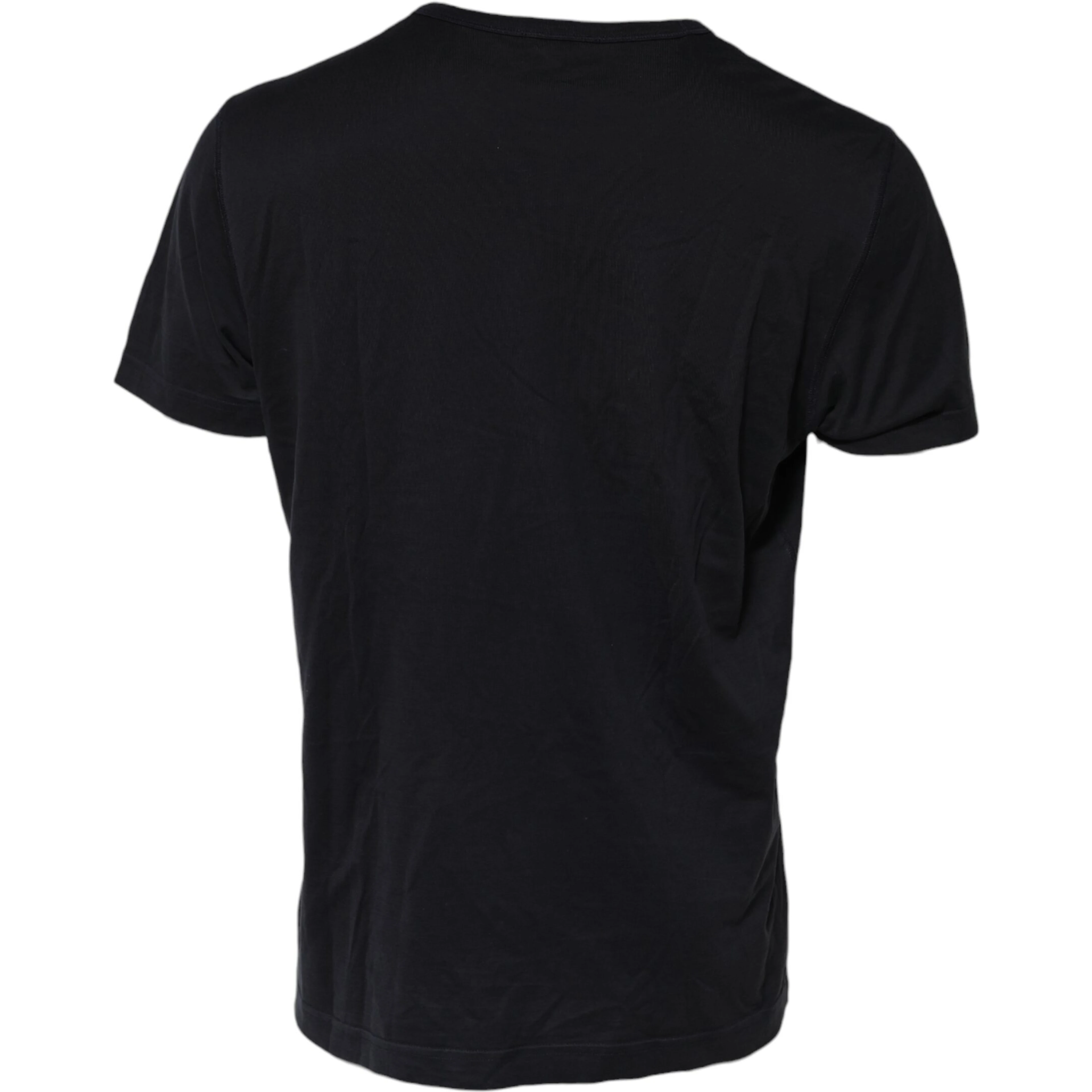 Dark Blue Logo Plaque Cotton Crewneck T-shirt