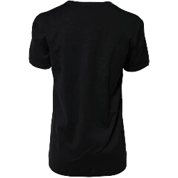 Black Cotton DG Print Short Sleeve Top T-shirt