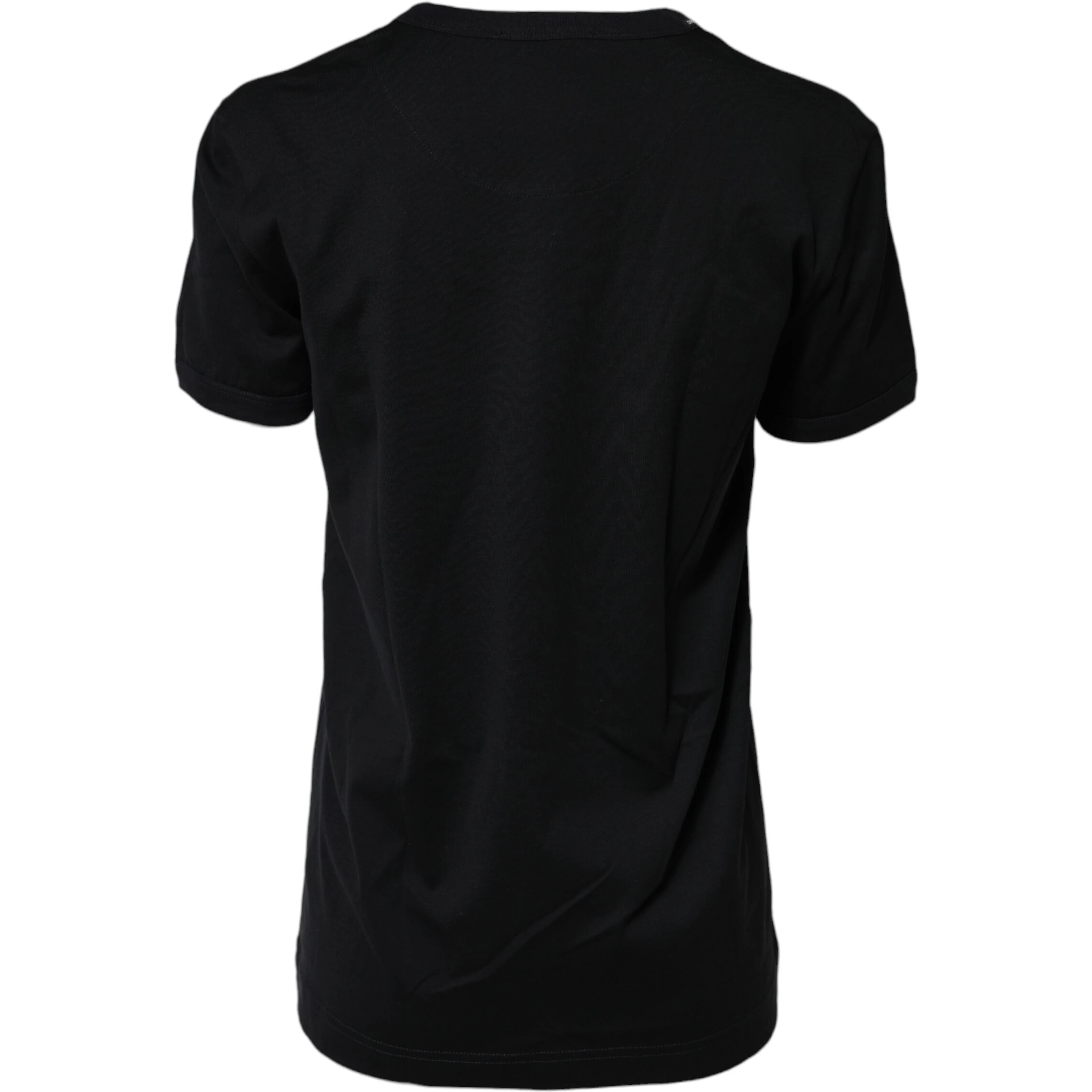 Black Cotton DG Print Short Sleeve Top T-shirt