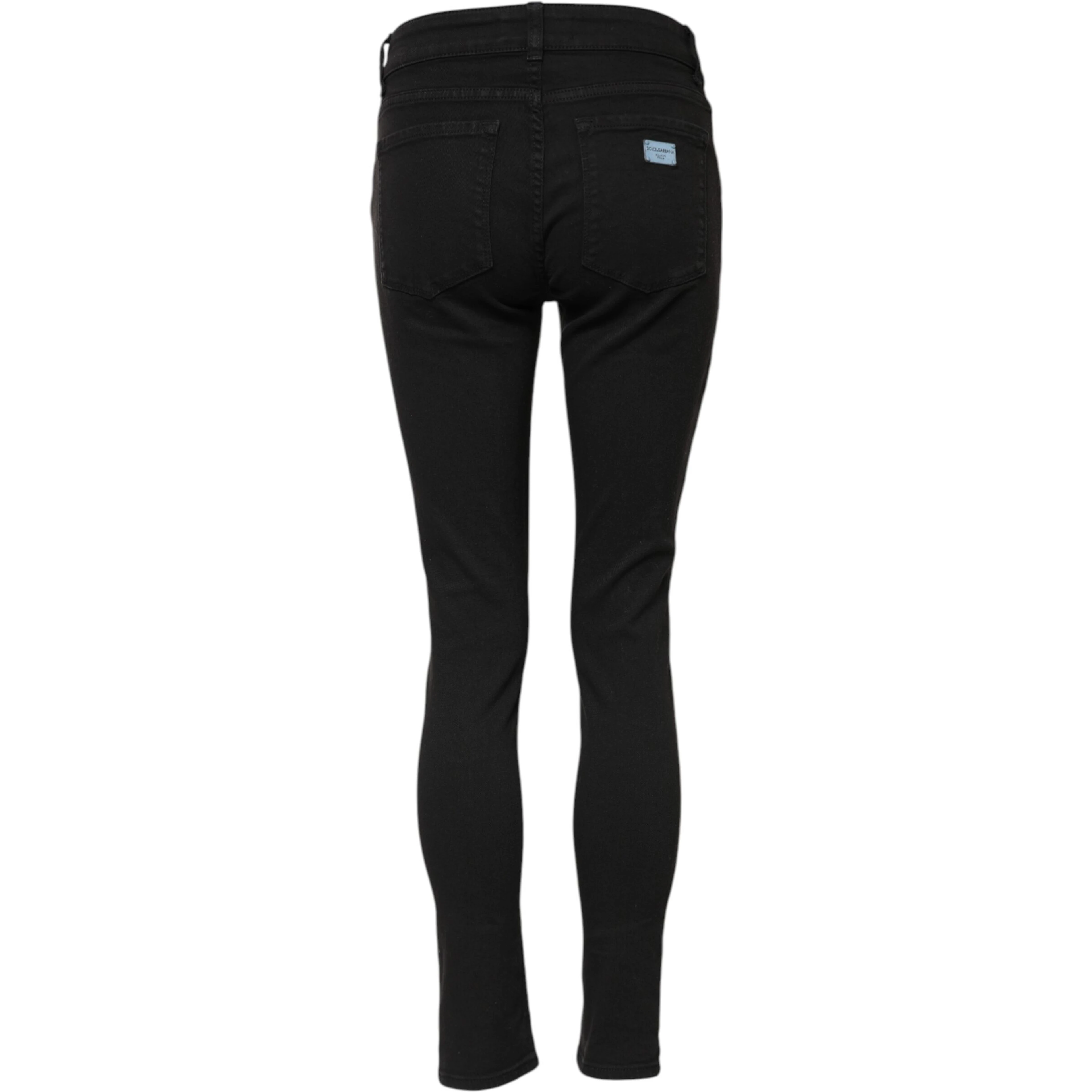 Black Cotton Skinny Mid Waist Denim Jeans