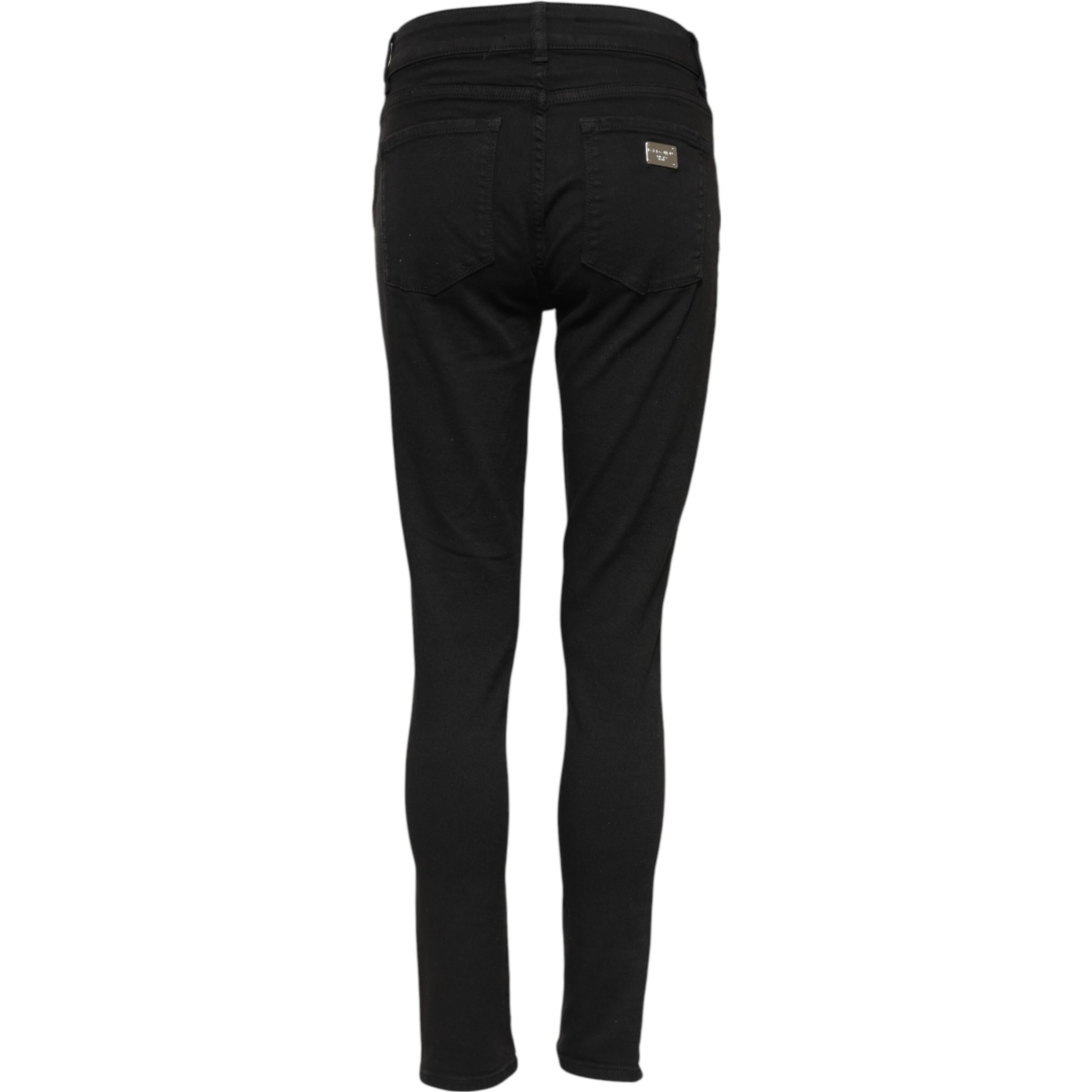 Black Cotton Skinny Mid Waist Denim Jeans
