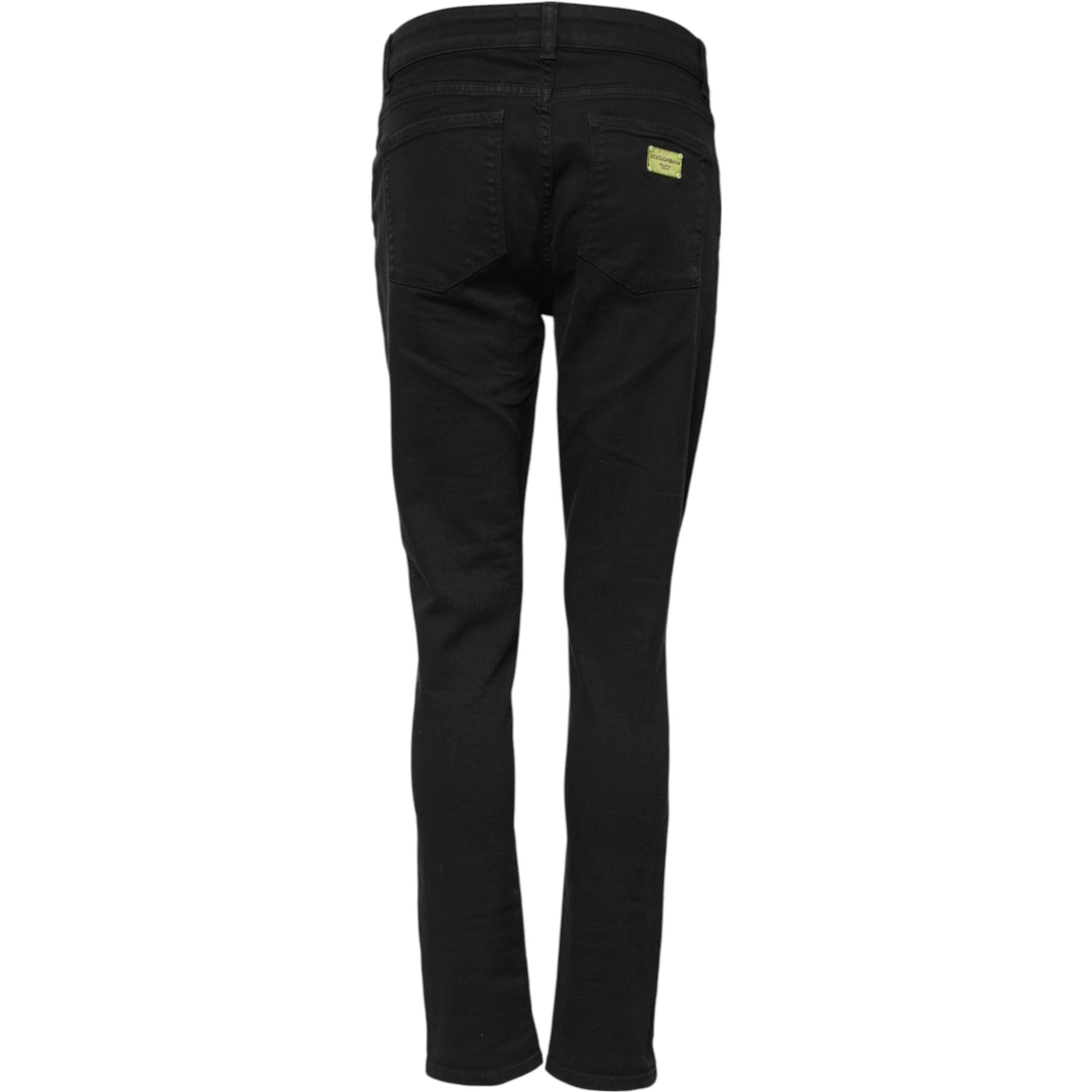 Black Cotton Skinny Mid Waist Denim Jeans